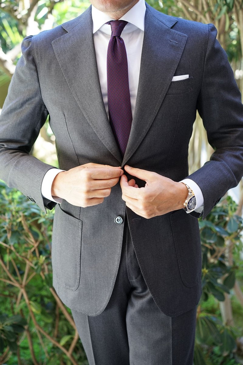 OTAA burgundy houndstooth skinny tie