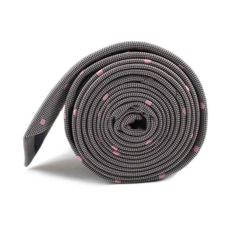 OTAA grey with baby pink polka dots skinny tie