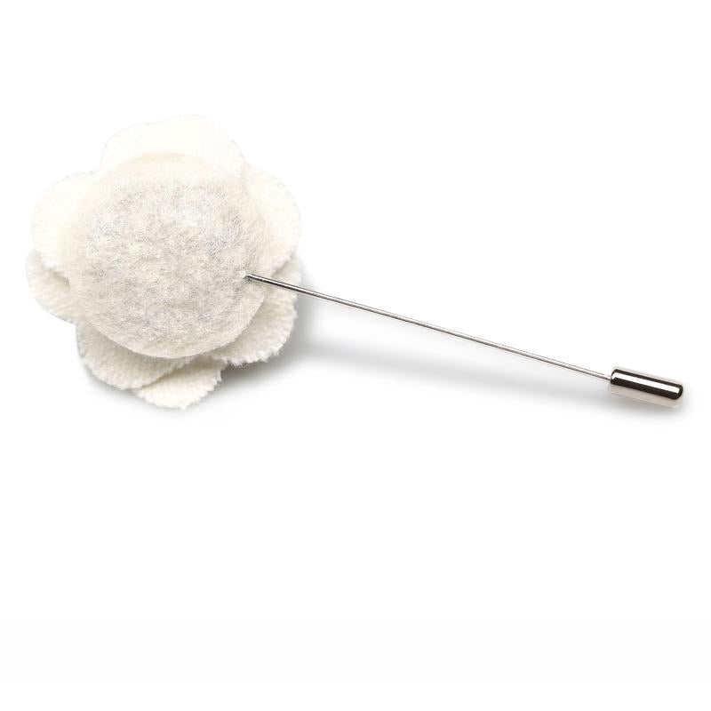 OTAA white wool flower lapel pin