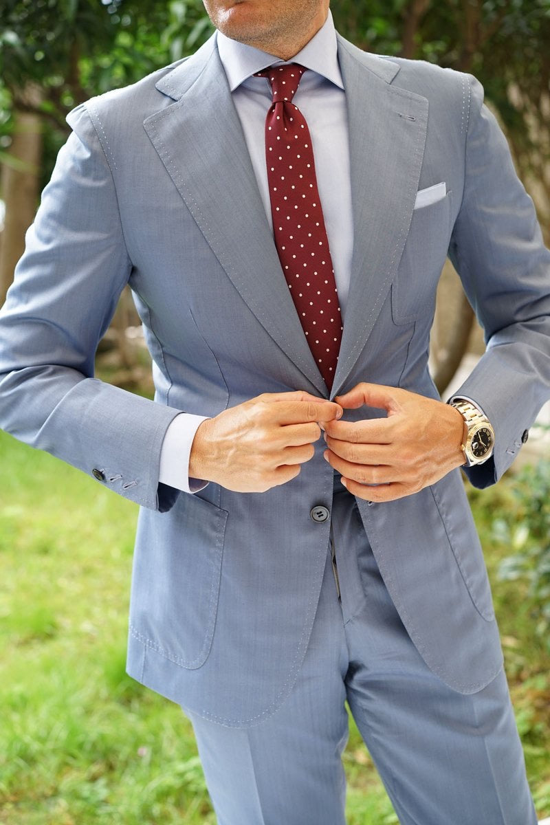 OTAA mahogany maroon with white polka dots skinny tie