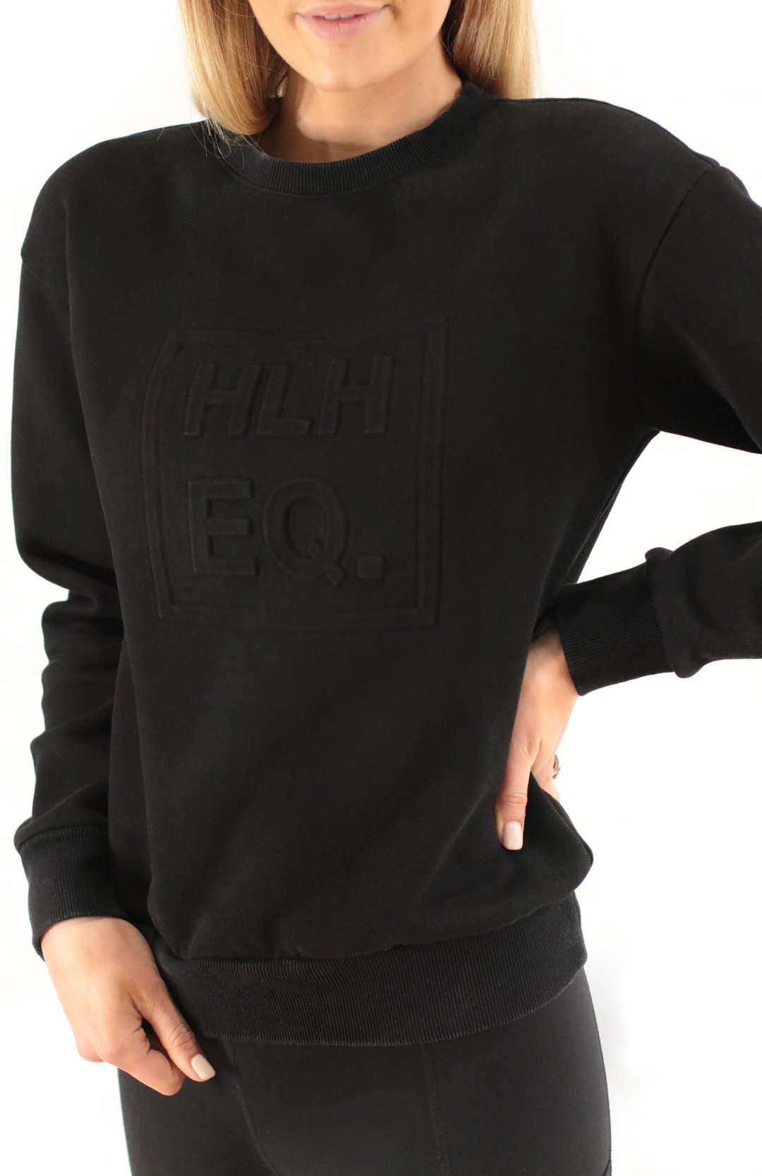 Emboss Crew Sweater in Black