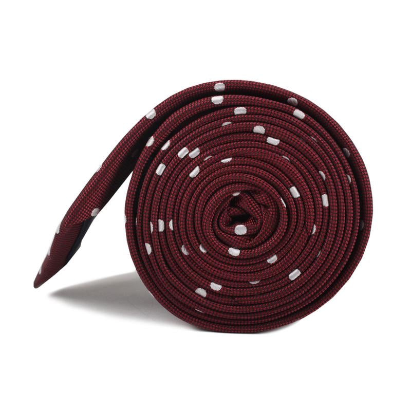 OTAA mahogany maroon with white polka dots skinny tie
