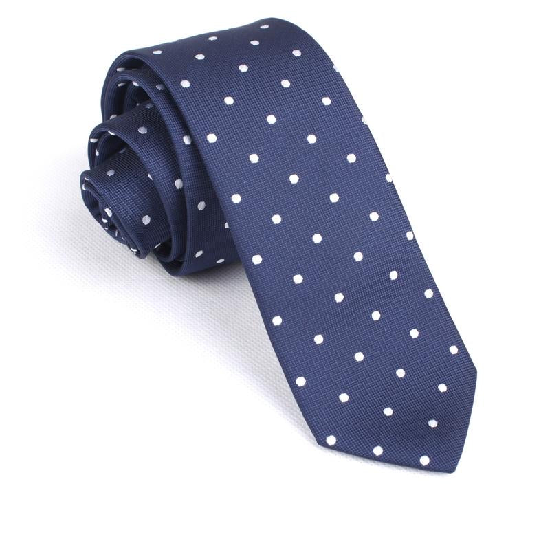 OTAA navy blue with white polka dots - skinny tie
