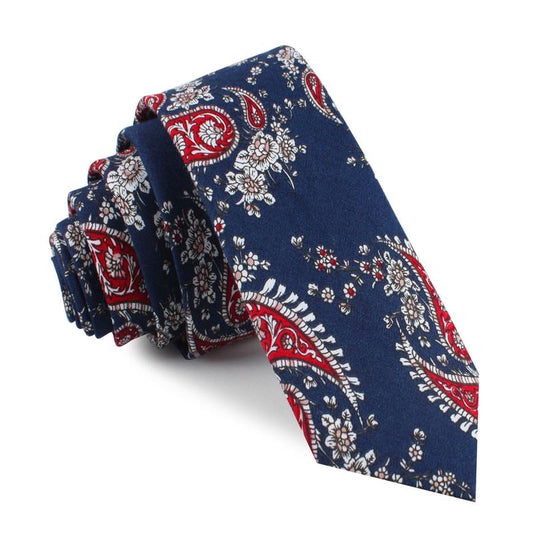 OTAA trasimeno blue with red paisley skinny tie