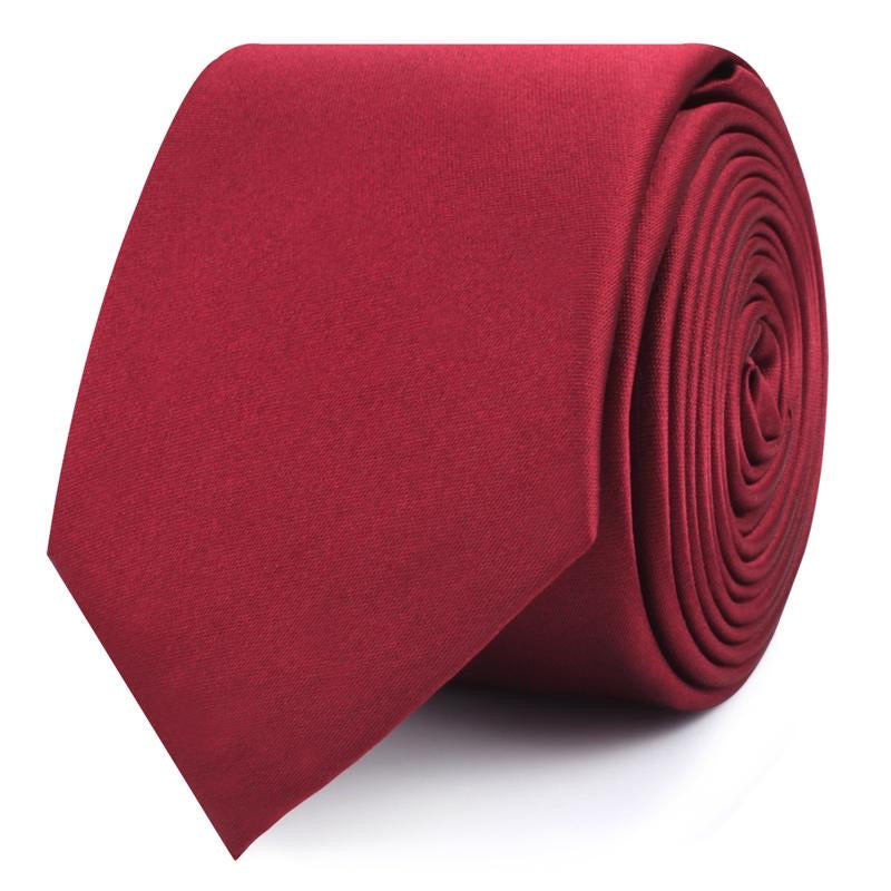 OTAA burgundy satin skinny tie
