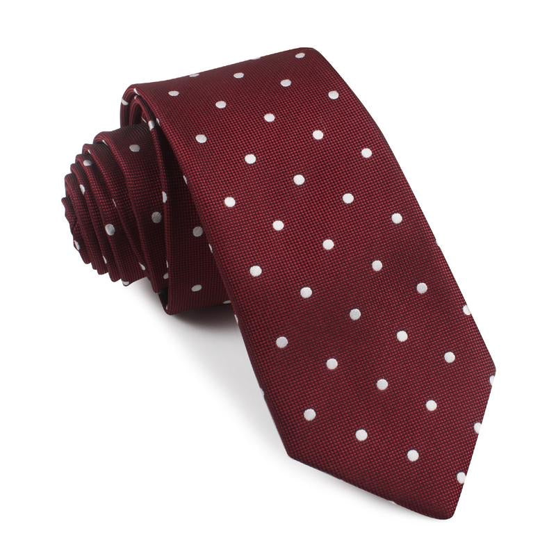OTAA mahogany maroon with white polka dots skinny tie