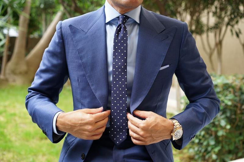OTAA navy blue with white polka dots - skinny tie