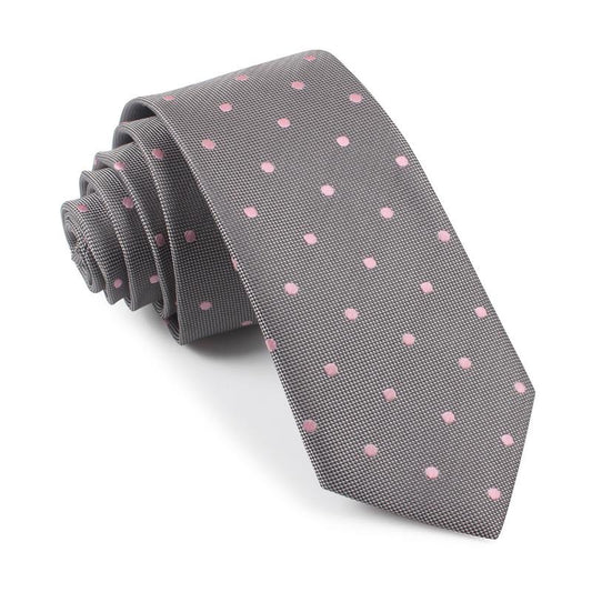 OTAA grey with baby pink polka dots skinny tie