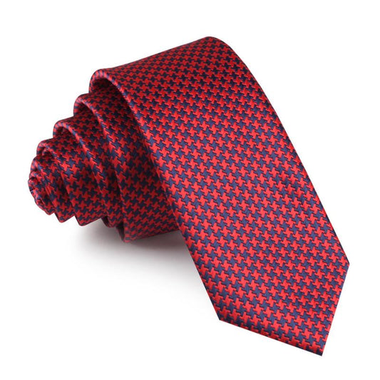 OTAA scarlet red houndstooth skinny tie