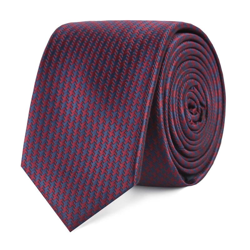 OTAA burgundy houndstooth skinny tie