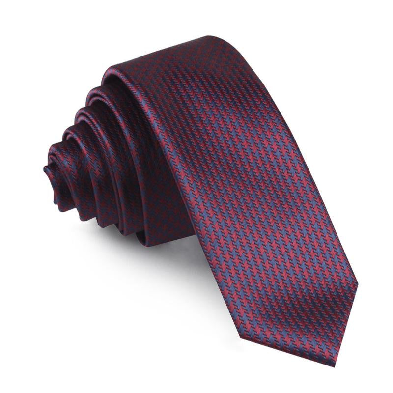 OTAA burgundy houndstooth skinny tie