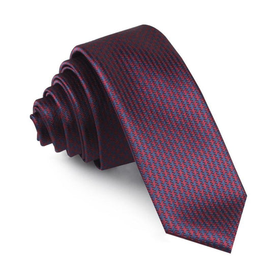 OTAA burgundy houndstooth skinny tie