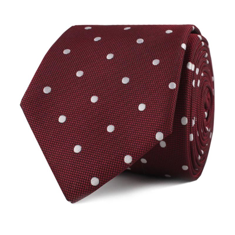 OTAA mahogany maroon with white polka dots skinny tie
