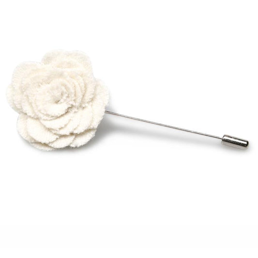 OTAA white wool flower lapel pin